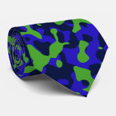 Groen en blauw gedurfde camouflage stropdas (Opgerold)
