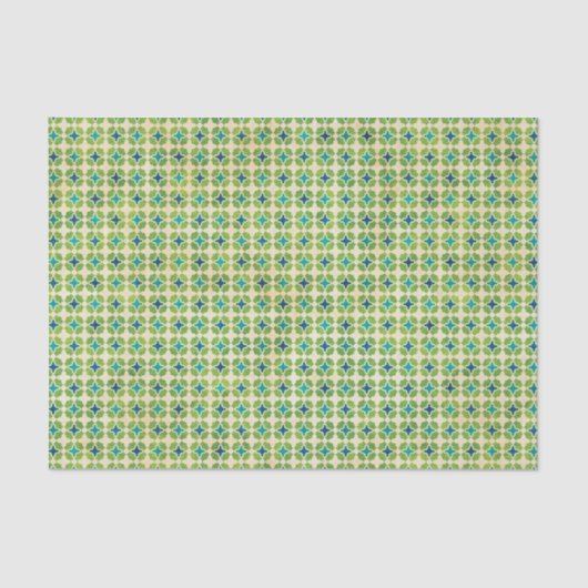 Groen en blauw geometrisch patroon tissuepapier (Voorkant)