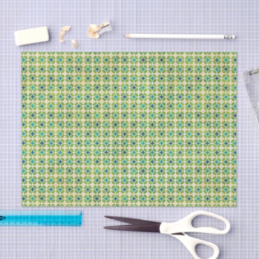 Groen en blauw geometrisch patroon tissuepapier (Craft)
