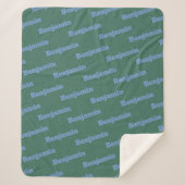 Groen en blauw Gepersonaliseerd Modern Name Patter Sherpa Deken (Voorkant)