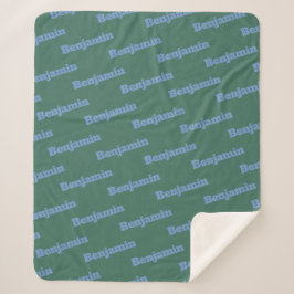 Groen en blauw Gepersonaliseerd Modern Name Patter Sherpa Deken