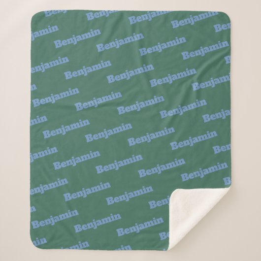 Groen en blauw Gepersonaliseerd Modern Name Patter Sherpa Deken (Voorkant)
