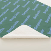 Groen en blauw Gepersonaliseerd Modern Name Patter Sherpa Deken (3/4)