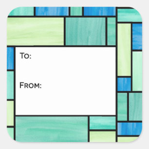 Groen en Blauw Glas in lood Cadeau Label Stickers