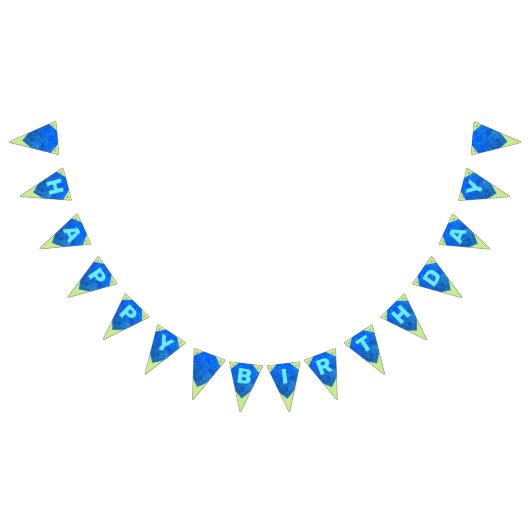 Groen en blauw Glitter Happy Birthday Bunting Flag Vlaggetjes (Alle)