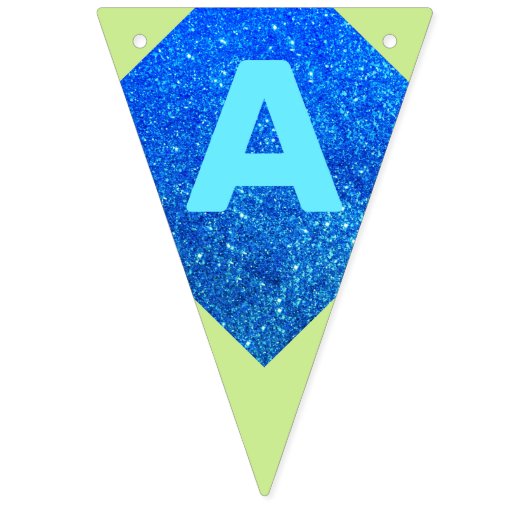 Groen en blauw Glitter Happy Birthday Bunting Flag Vlaggetjes (Derde vlag)