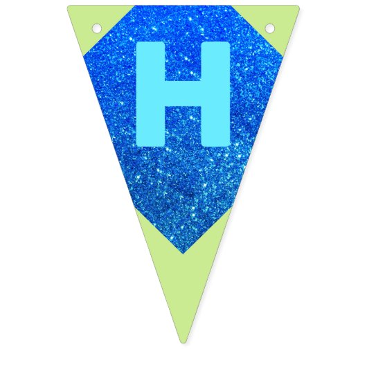 Groen en blauw Glitter Happy Birthday Bunting Flag Vlaggetjes (Tweede vlag)