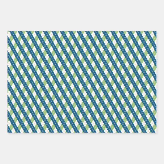 Groen en Blauw Golf Thema Inpakpapier Vel (Voorkant 3)