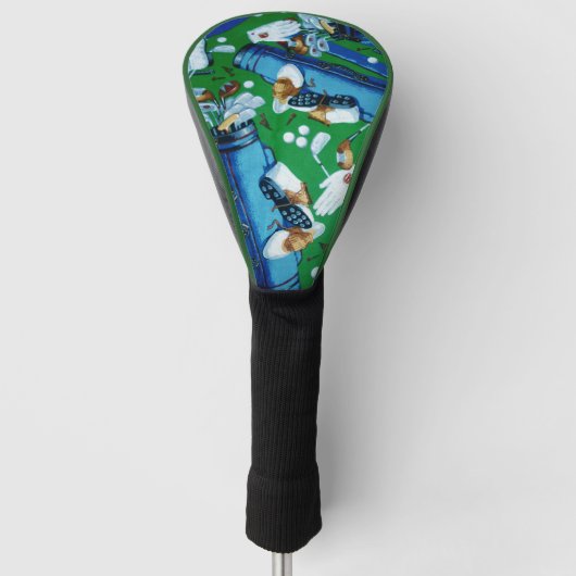 Groen en blauw Golfthema Golfheadcover (Voorkant)