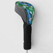 Groen en blauw Golfthema Golfheadcover (Schuin)