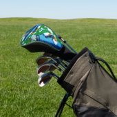Groen en blauw Golfthema Golfheadcover (Insitu)