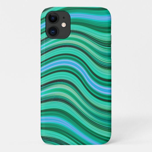 Groen en blauw golvende strepen Case-Mate iPhone case (Achterkant)