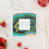 Groen en blauw goud folie agaat en lijst bruiloft servet (Insitu)