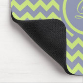 Groen en blauw-grijs retro chevron patroon muismat (Hoek)