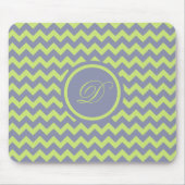 Groen en blauw-grijs retro chevron patroon muismat (Voorkant)