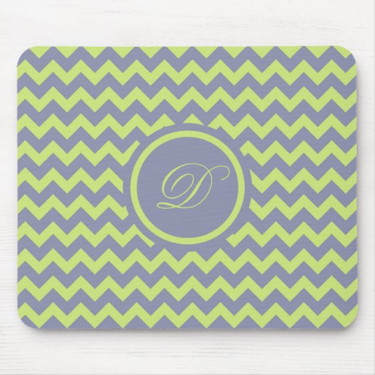 Groen en blauw-grijs retro chevron patroon muismat (Voorkant)
