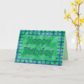 groen en blauw Happy Birthday Kaart (Gele Bloem)