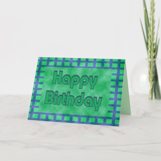 groen en blauw Happy Birthday Kaart (Voorkant)