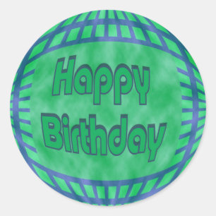 groen en blauw Happy Birthday Ronde Sticker