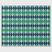  groen en blauw Harlequin Diamond patroon Cadeaupapier (Vlak)