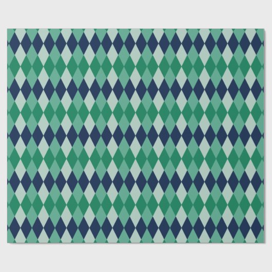 groen en blauw Harlequin Diamond patroon Cadeaupapier (Vlak)