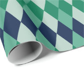  groen en blauw Harlequin Diamond patroon Cadeaupapier (Rol Hoek)