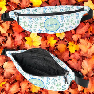 Groen en blauw hartpatroon met Initiaal monogram Heuptasje