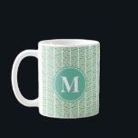 Groen en Blauw Herringbone Patroon met Monogram Koffiemok<br><div class="desc">Groen en Blauw Herringbone Patroon met Monogram</div>