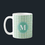 Groen en Blauw Herringbone Patroon met Monogram Koffiemok<br><div class="desc">Groen en Blauw Herringbone Patroon met Monogram</div>