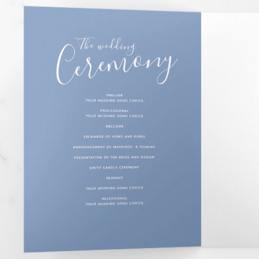 Groen en blauw huwelijksvernieuwing ceremonie prog drieluik programma (Binnenzijde eerst)