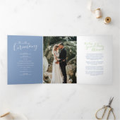 Groen en blauw huwelijksvernieuwing ceremonie prog drieluik programma (Binnen)