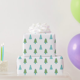 Groen en blauw kerstboompatroon cadeaupapier