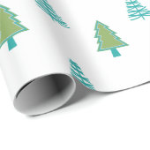 Groen en blauw kerstboompatroon cadeaupapier (Rol Hoek)