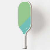 Groen en blauw kleurenblok met naam pickleball paddle (Links)