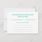 Groen en Blauw Kleurenblok Retro bruiloft RSVP Kaartje (Achterkant)