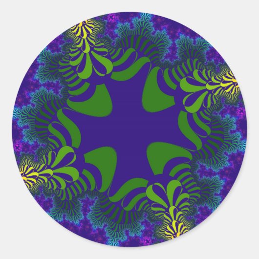 Groen en Blauw Kruis Ronde Sticker (Voorkant)
