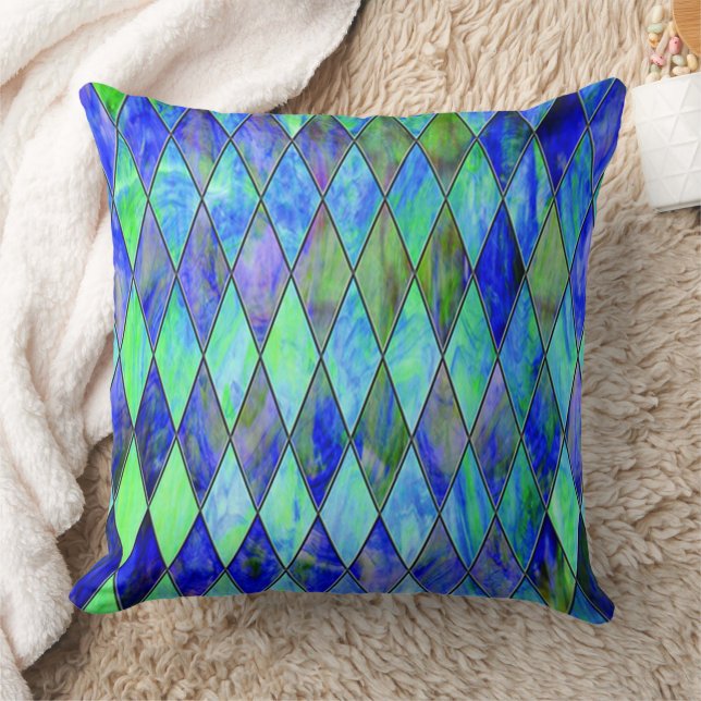 Groen en blauw kussen (Deken)