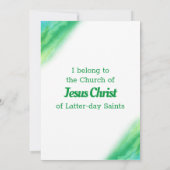 Groen en Blauw LDS Doopuitnodiging Save The Date (Achterkant)