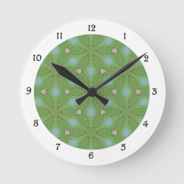Groen en blauw leafy patroonklok ronde klok