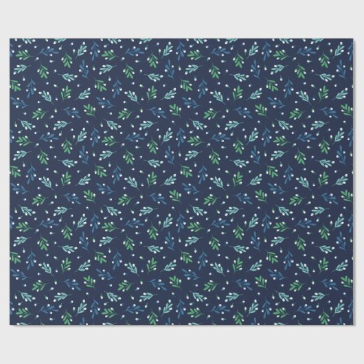 Groen en blauw lederen feestpatroon cadeaupapier (Vlak)