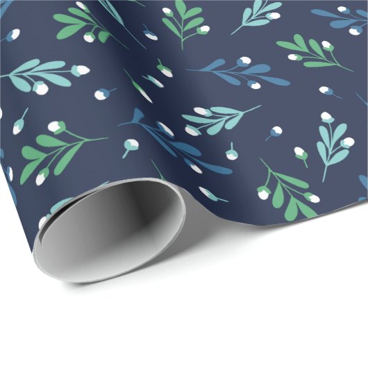 Groen en blauw lederen feestpatroon cadeaupapier (Rol Hoek)