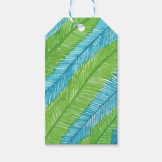 Groen en blauw lederen patroon cadeaulabel (Voorkant)