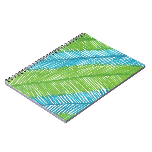 Groen en blauw lederen patroon notitieboek (Linkerzijde)