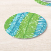 Groen en blauw lederen patroon ronde kartonnen onderzetter (Gebogen)