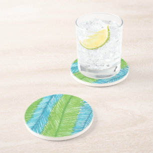 Groen en blauw lederen patroon zandsteen onderzetter