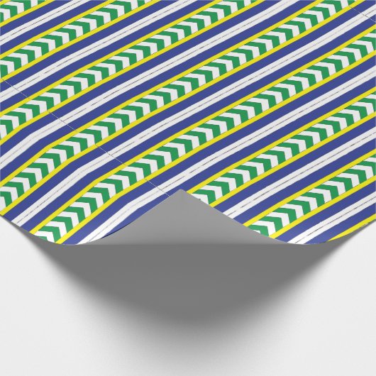 Groen en blauw Lets Lets Etnische Folk art Cadeaupapier (Hoek)