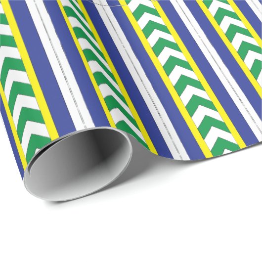 Groen en blauw Lets Lets Etnische Folk art Cadeaupapier (Rol Hoek)