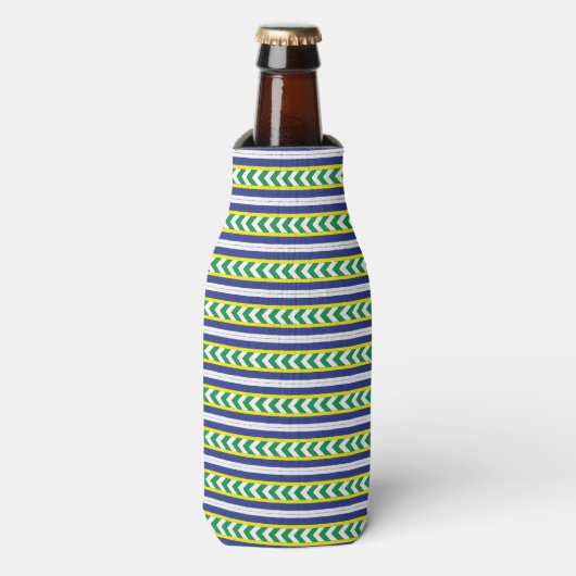 Groen en blauw Lets Lets Etnische Folk art Flesjeskoeler (Fles Voorkant)