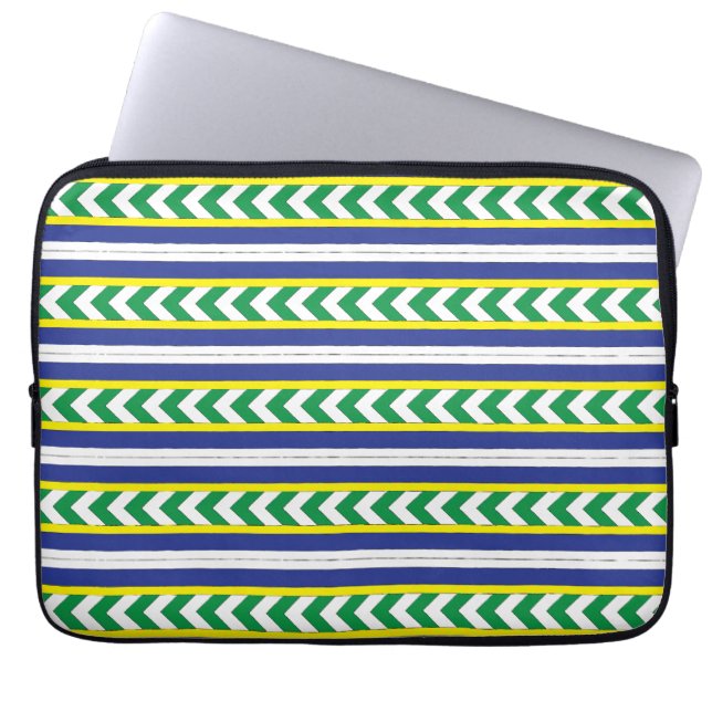 Groen en blauw Lets Lets Etnische Folk art Laptop Sleeve (Voorkant)