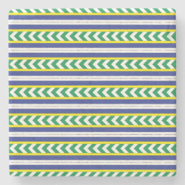 Groen en blauw Lets Lets Etnische Folk art Stenen Onderzetter